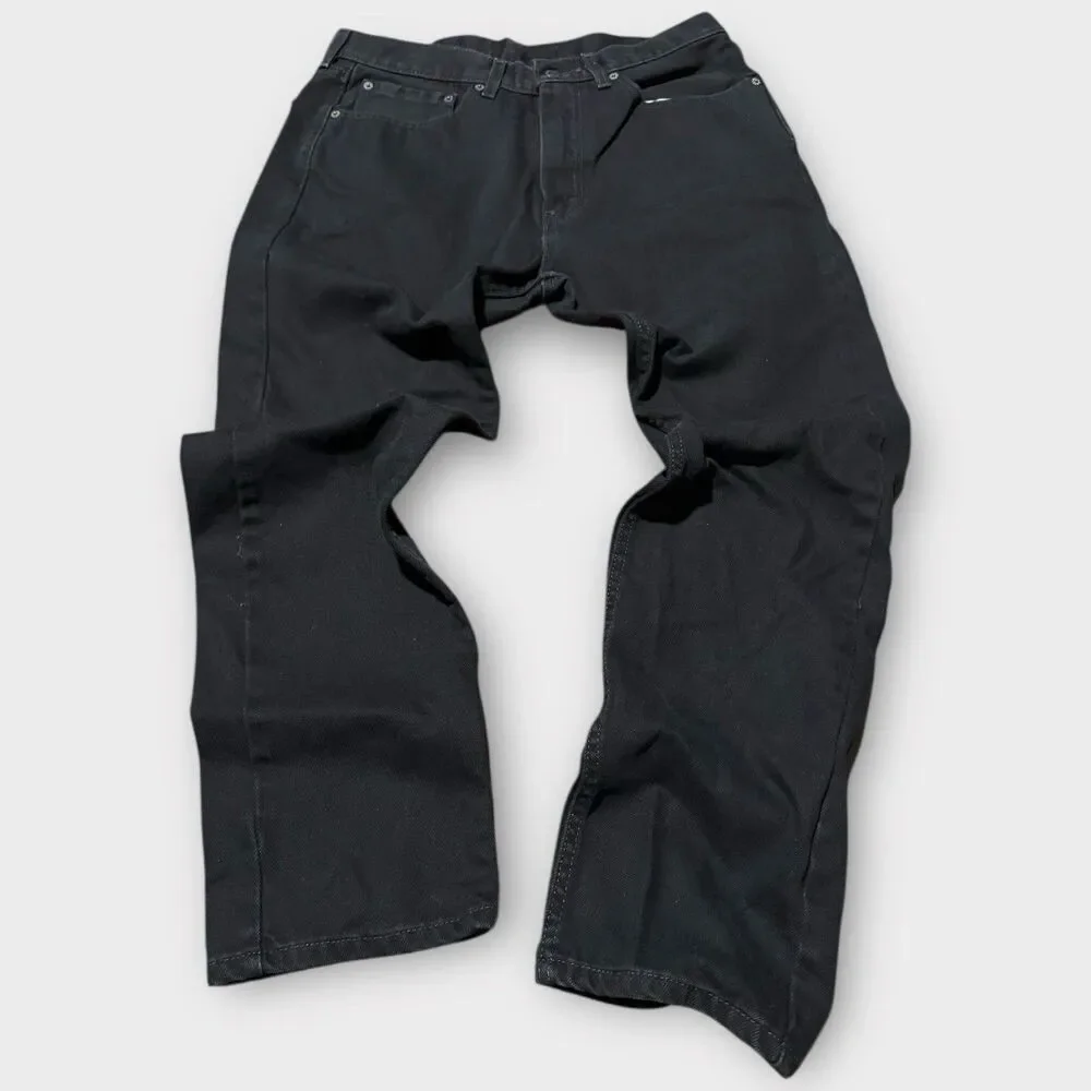 Levi's 505 Jeans Men 34x32 Black Denim Mid-Rise Regular Fit Straight Leg Zip Fly